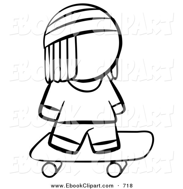 600x620 Vector Clip Art Of A Black And White Human Factor Skater Boy