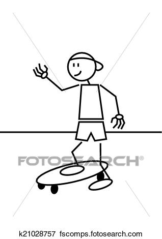 318x470 Clip Art Of Stick Figure Skateboard K21028757