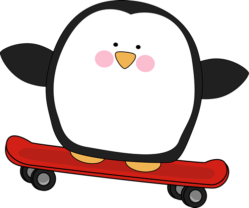 500x418 Penguin On A Skateboard Clip Art
