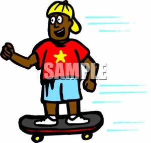 300x285 African American Boy On A Skateboard Clipart Picture
