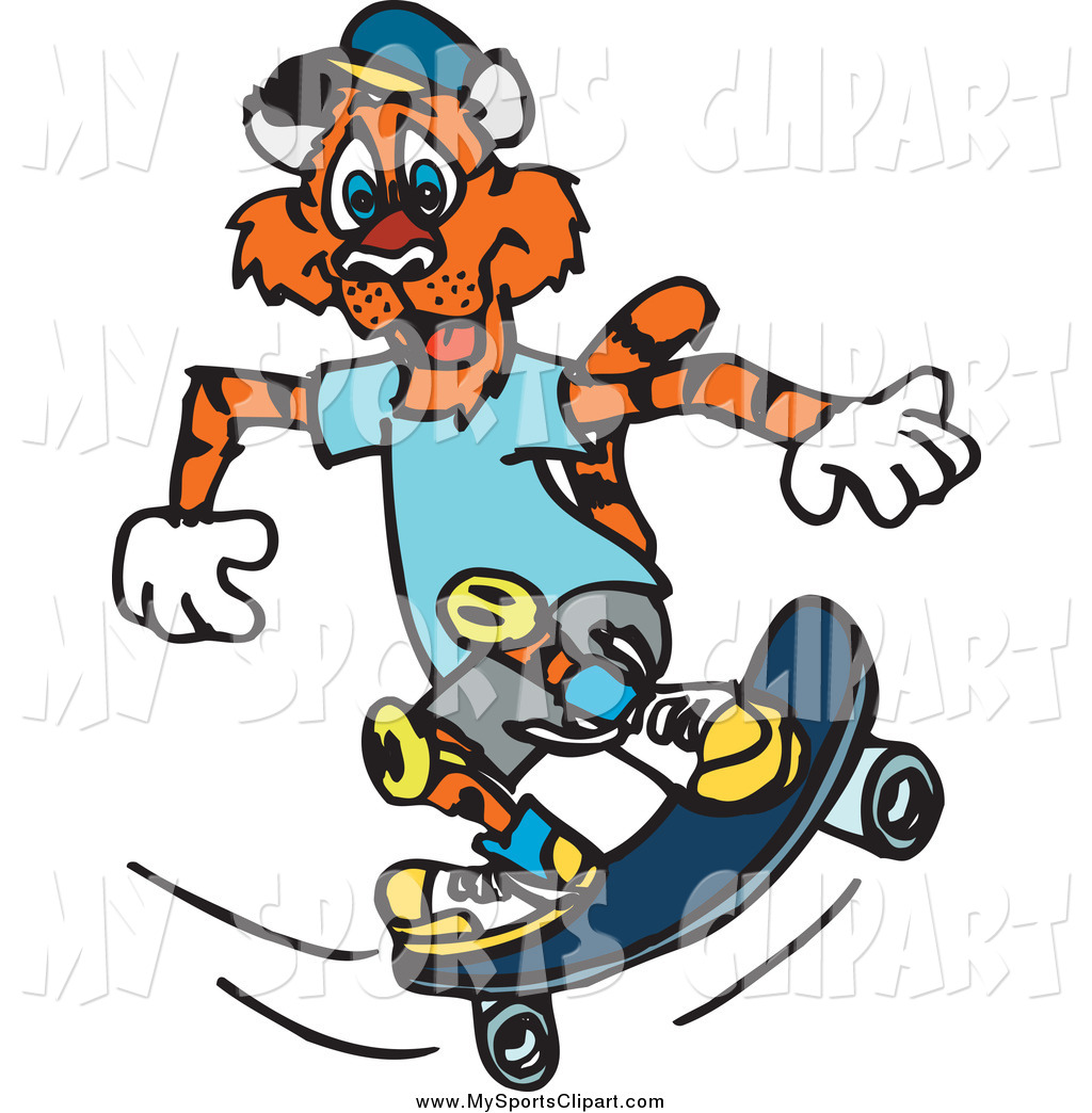 1024x1044 Sports Clip Art Of A Skateboarding Tiger By Dennis Holmes Designs
