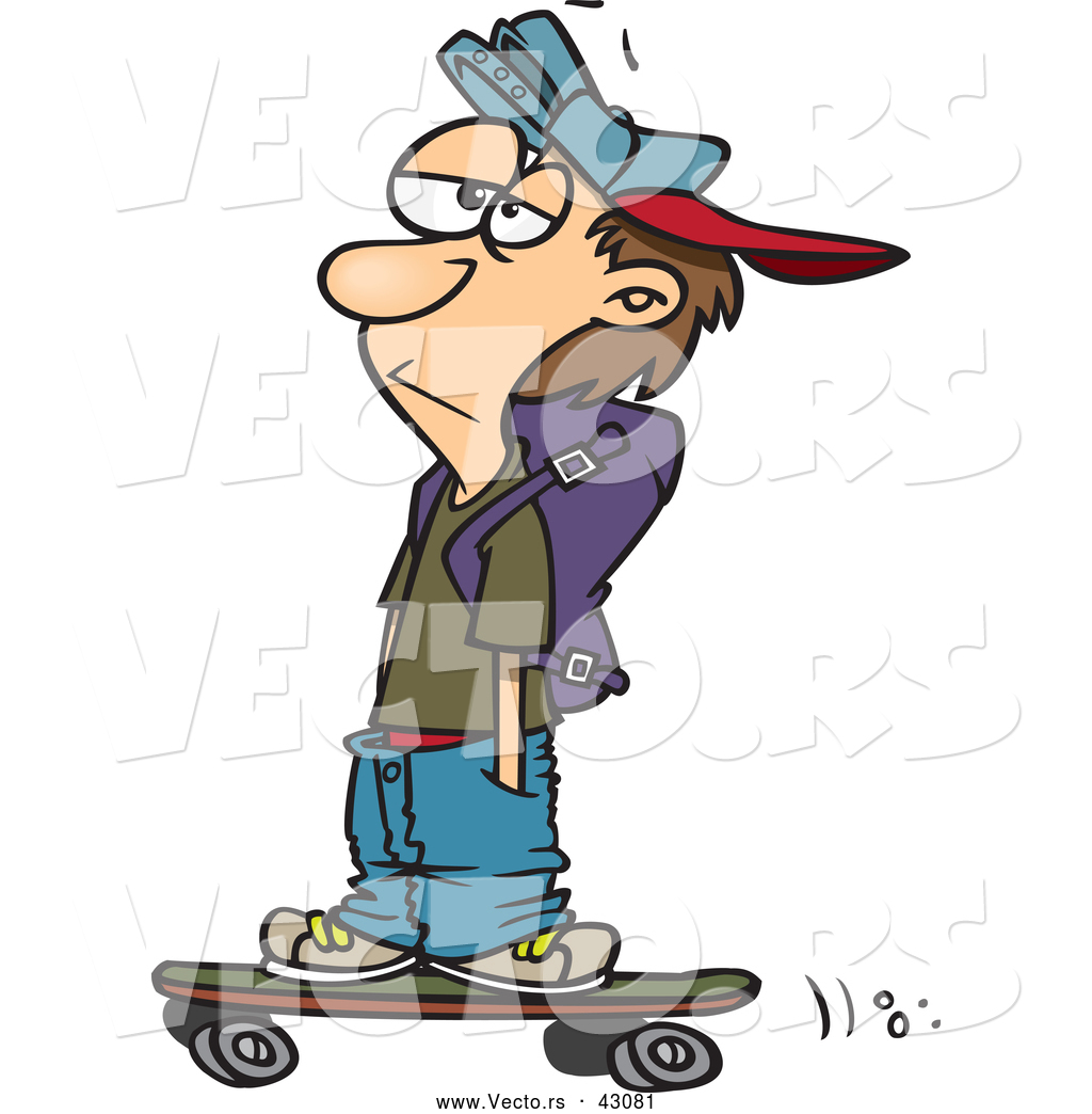 1024x1044 Vector Of A Bored Cartoon Teenage Boy Skateboarding With His Hands