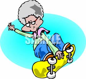 300x273 Art Image An Old Woman Skateboarding
