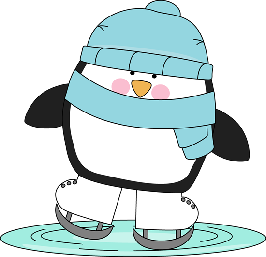 550x530 Penguin Skating On Ice. Winter Clip Art Penguins