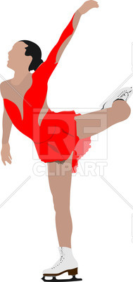 189x400 Woman Figure Skater Slides On One Leg Royalty Free Vector Clip Art
