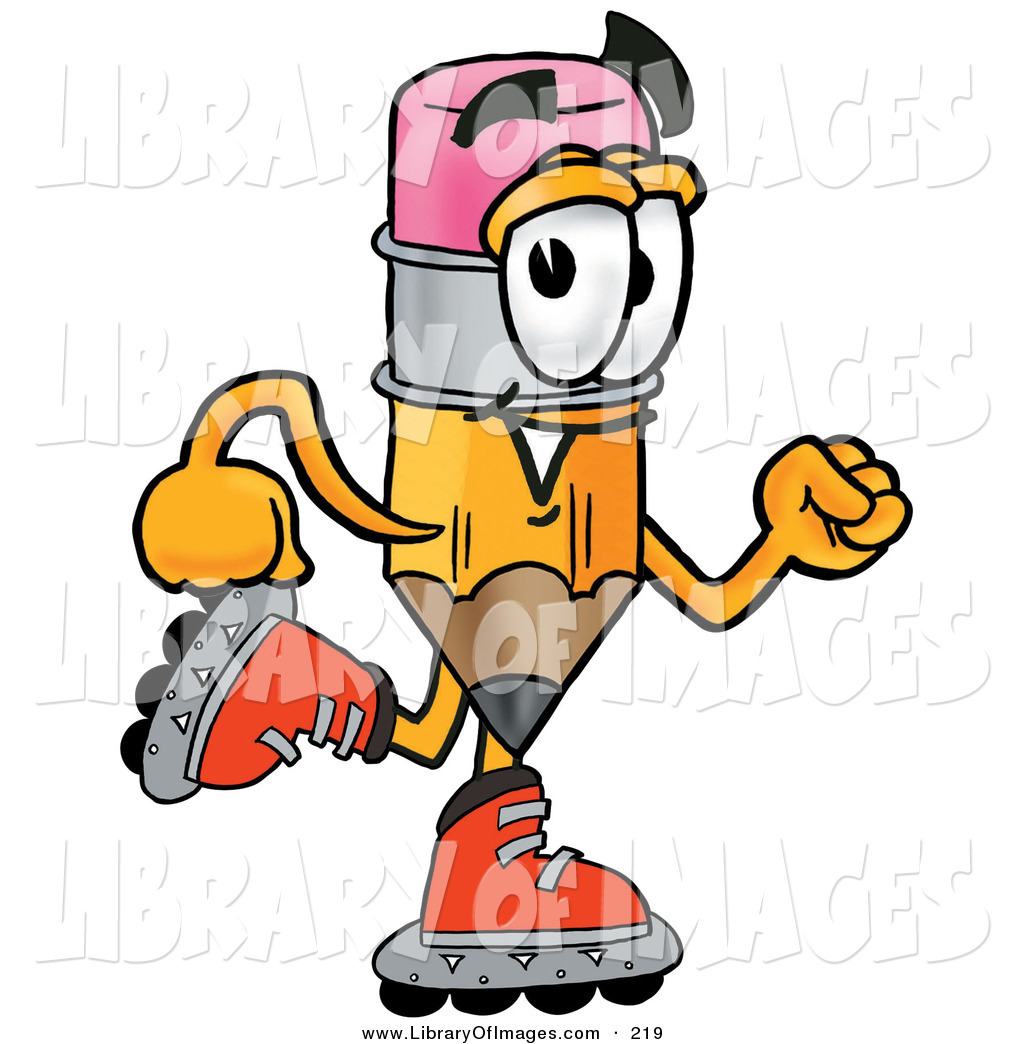 1024x1044 Clip Art Of An Athletic Pencil Mascot Cartoon Character Roller