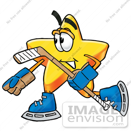 450x450 Clip Art Graphic Of A Yellow Star Cartoon Character Skating On Ice