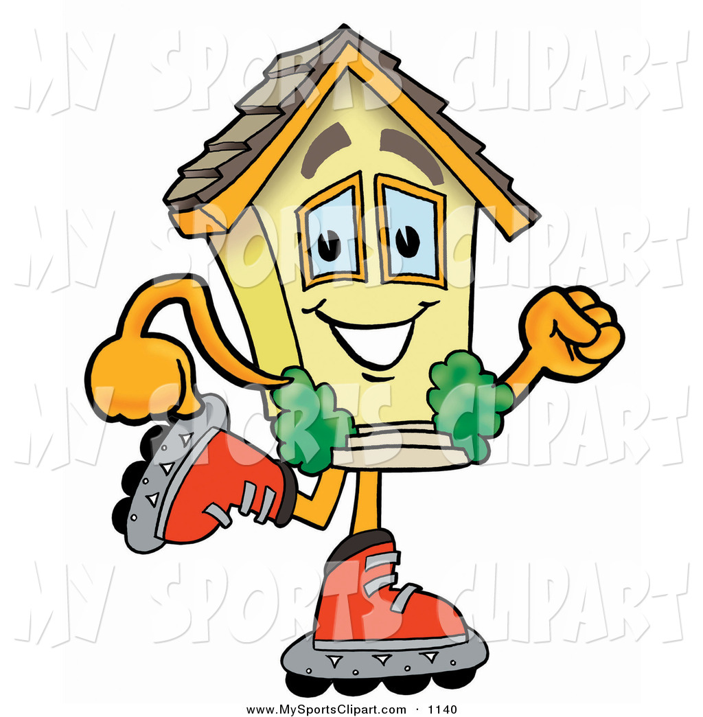 1024x1044 Sports Clip Art Of A Smiling House Mascot Cartoon Character Roller