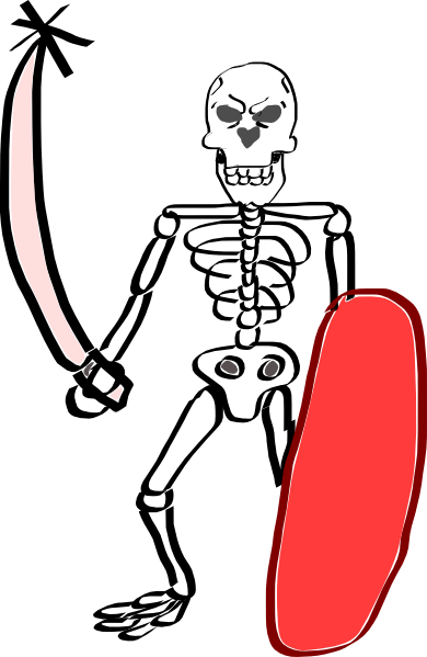 390x599 Skeleton With Sword And Sheild Clip Art