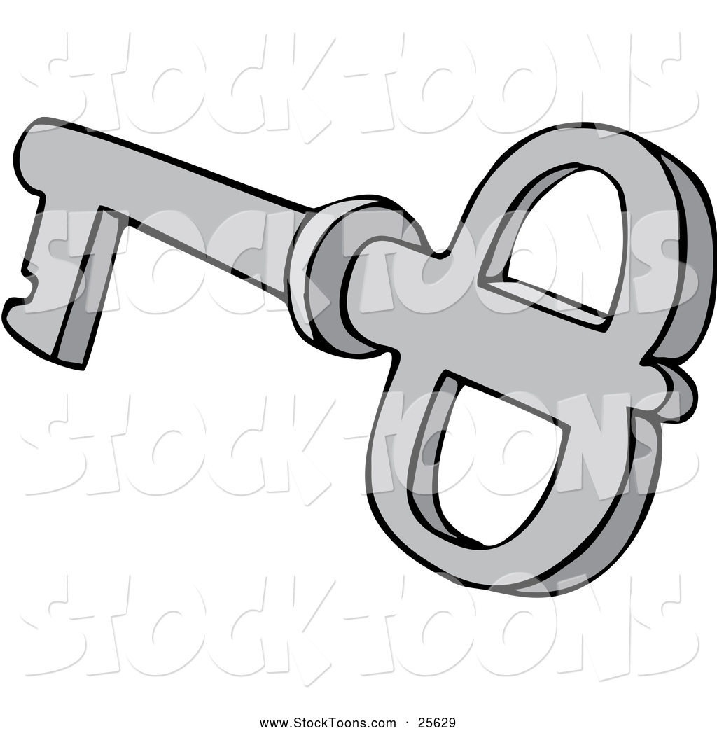 1024x1044 Stock Cartoon Of A Grayscale Skeleton Key By Djart