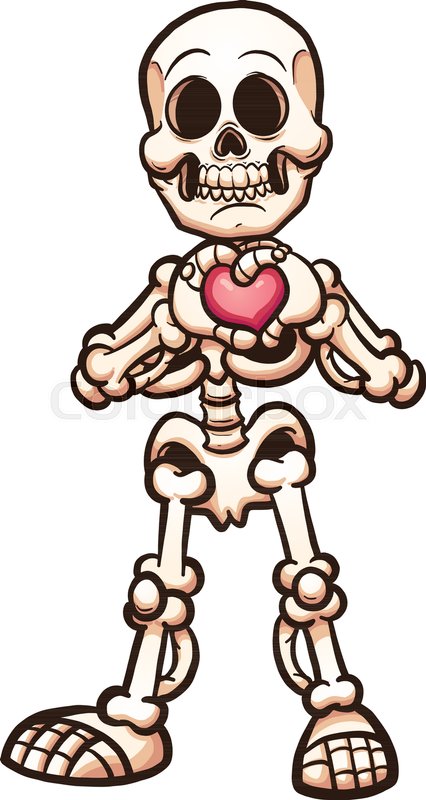 426x800 Cartoon Skeleton Making A Heart With Its Hands. Vector Clip Art
