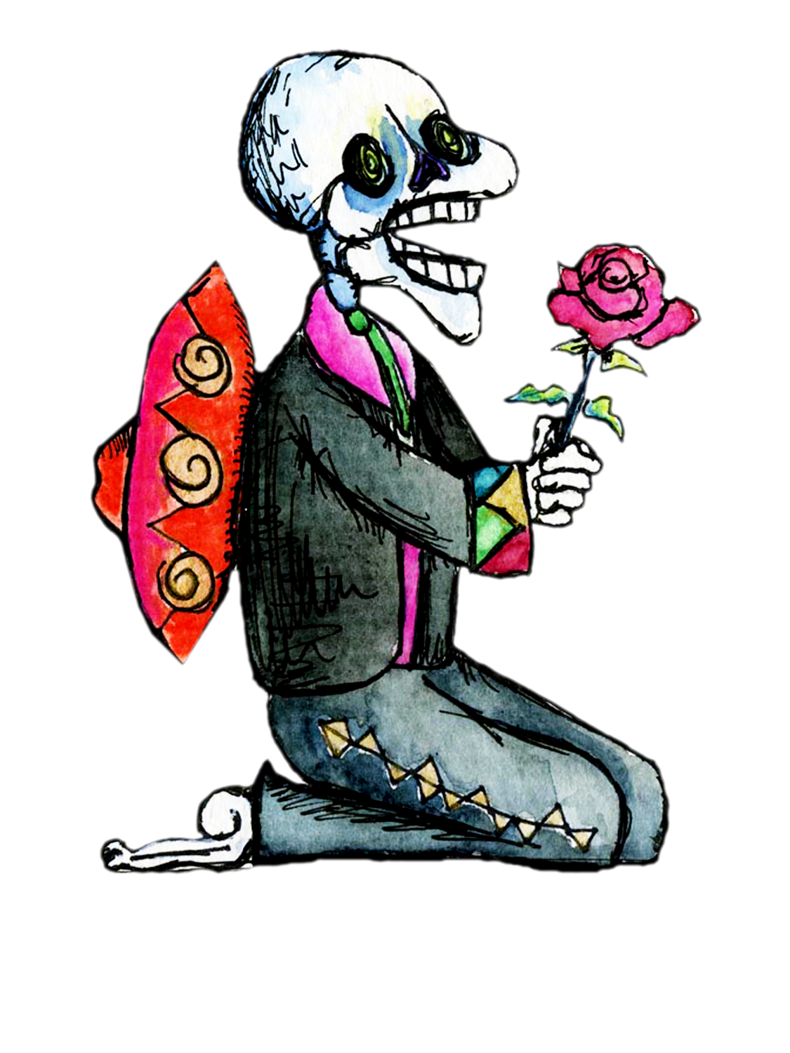 1125x1500 Mexico Day Of The Dead Dancer Mariachi Skeleton Hand Drawn Clip