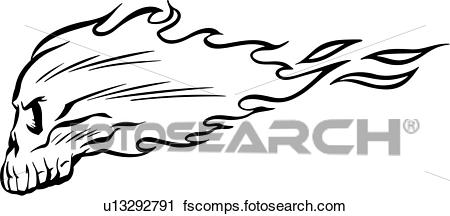 450x216 Clipart Of , Flaming, Skull, Cartoons, U13292791