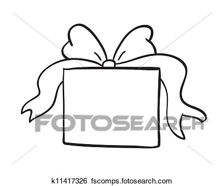 450x373 Clip Art Of Sketch Of Gift Box K11417326