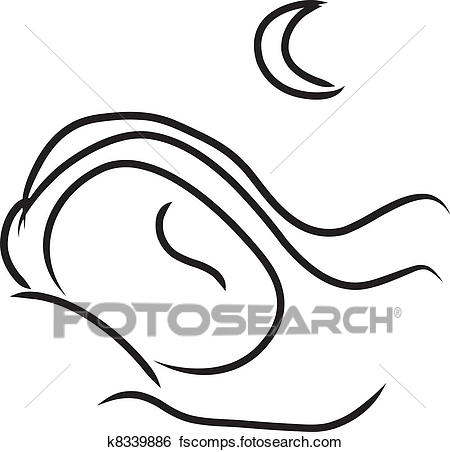 450x452 Clip Art Of A Sleeping Woman Sketch K8339886