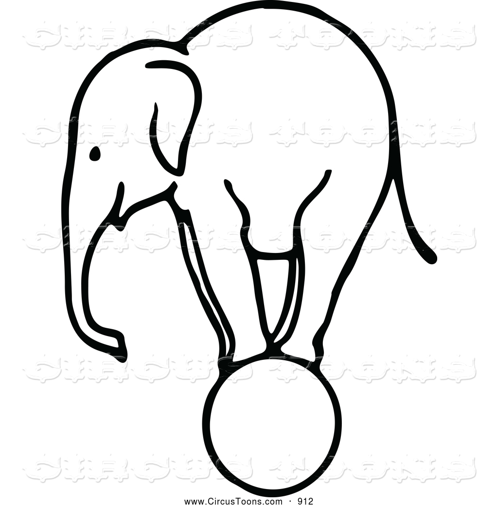 1024x1044 Circus Clipart Of A Sketched Black And White Elephant Balancing