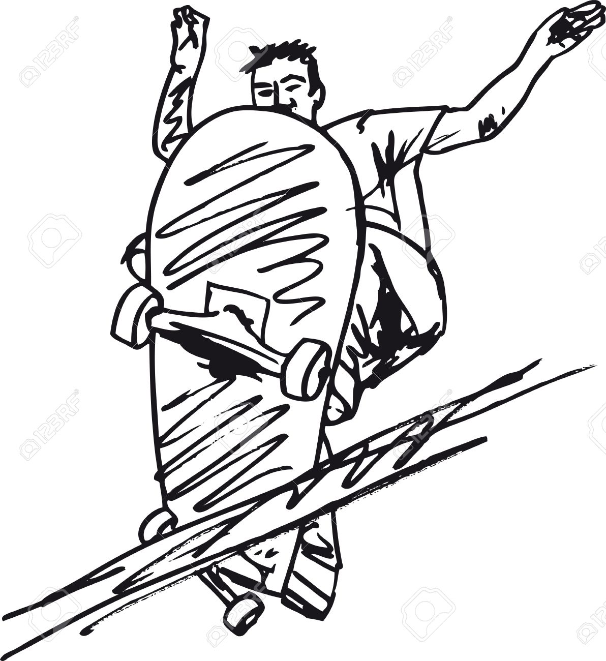 1192x1300 Skateboard Clipart Sketch