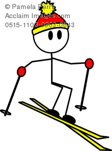 224x300 Art Image Of A Boy Stick Figure Downhill Skiing