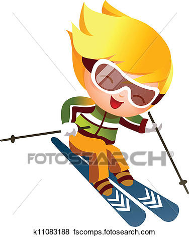 376x470 Clip Art Of Boy Skiing K11083188
