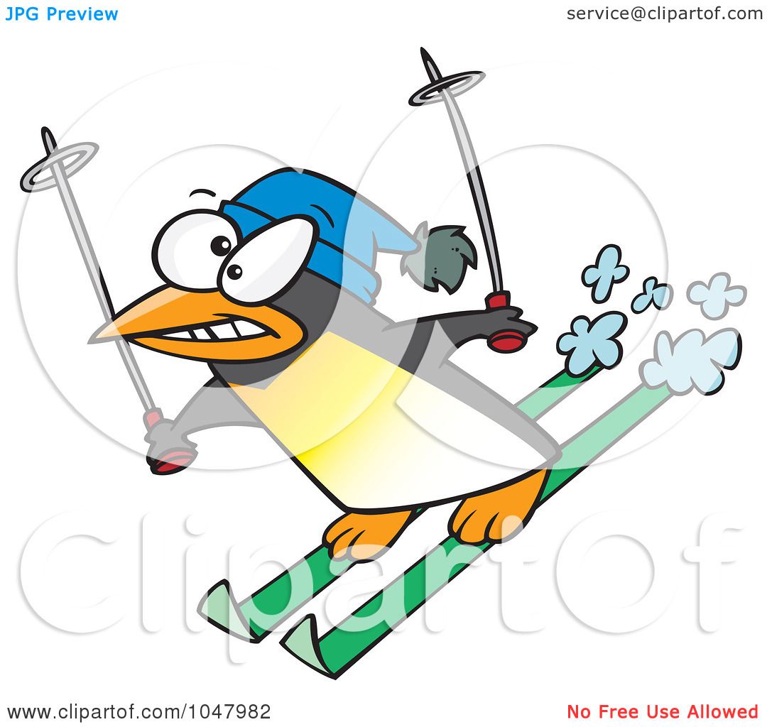 1080x1024 Royalty Free (Rf) Clip Art Illustration Of A Cartoon Skiing Cow By