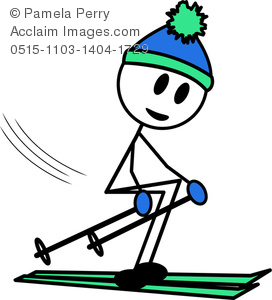 272x300 Clip Art Image Of A Boy Stick Figure Skiing Fast