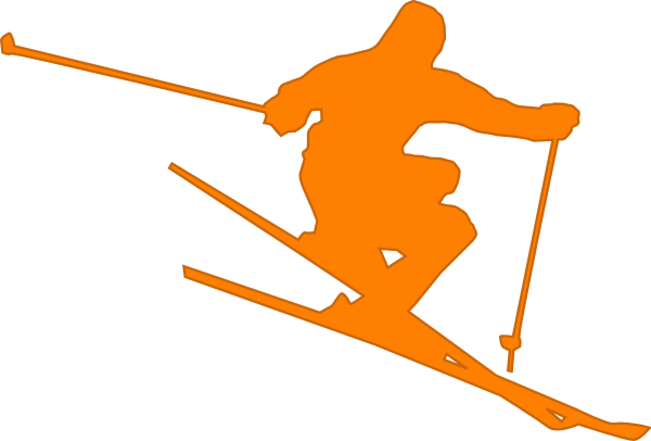 600x406 Orange Skier Clip Art