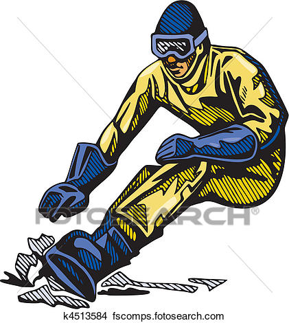 421x470 Clipart Of Skiing Amp Snowboarding K4513584