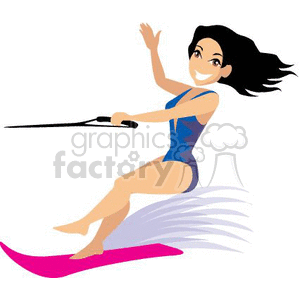 300x300 Royalty Free Women Water Skiing 369235 Vector Clip Art Image