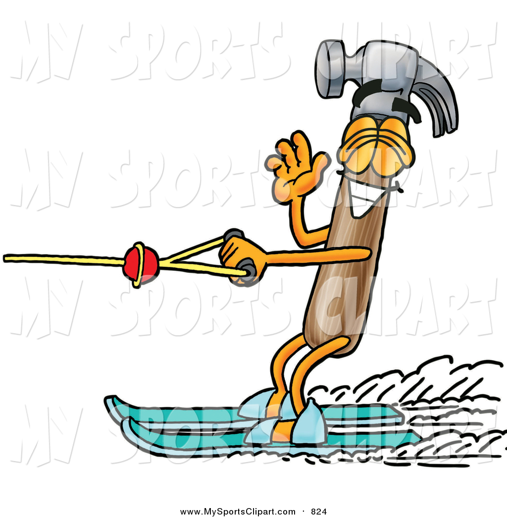 1024x1044 Sports Clip Art Of A Hammer Waving While Water Skiing By Toons4biz