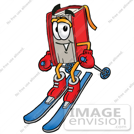 450x450 Clip Art Graphic Of A Book Cartoon Character Skiing Downhill
