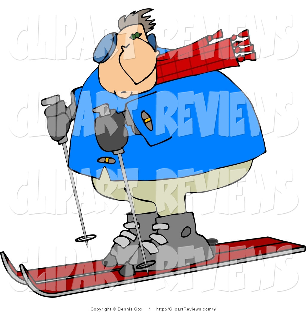 1024x1044 Clip Art Of A Heavyset Man Snow Skiing Down A Winter Ski Slope