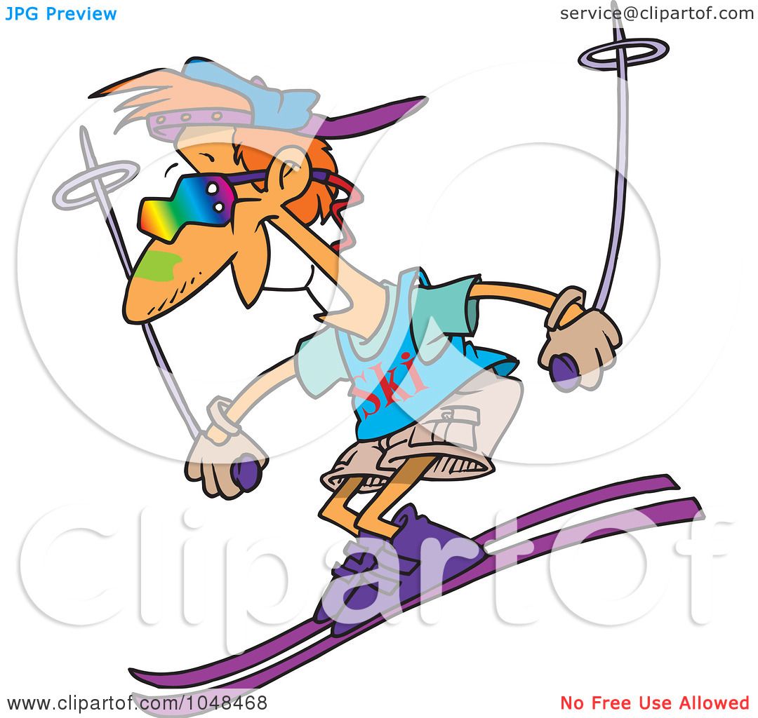 1080x1024 Royalty Free (Rf) Clip Art Illustration Of A Cartoon Cool Skiing
