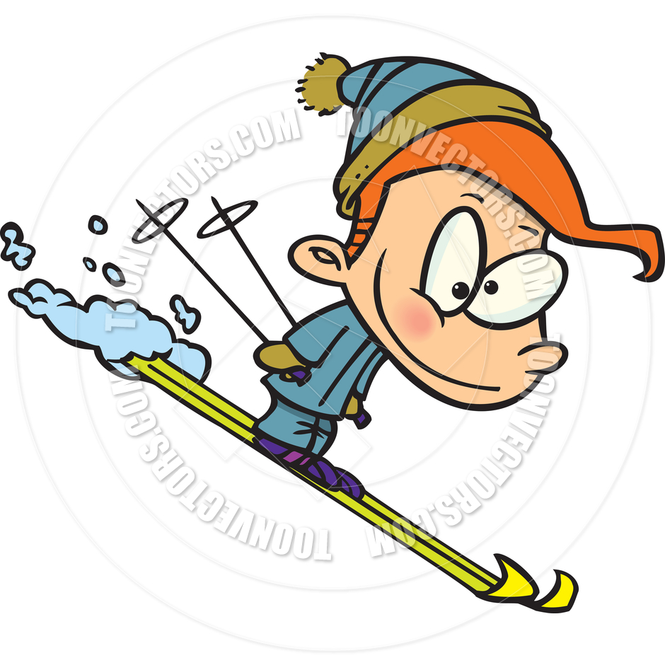 940x940 Cartoon Kid Snow Skiing By Ron Leishman Toon Vectors Eps