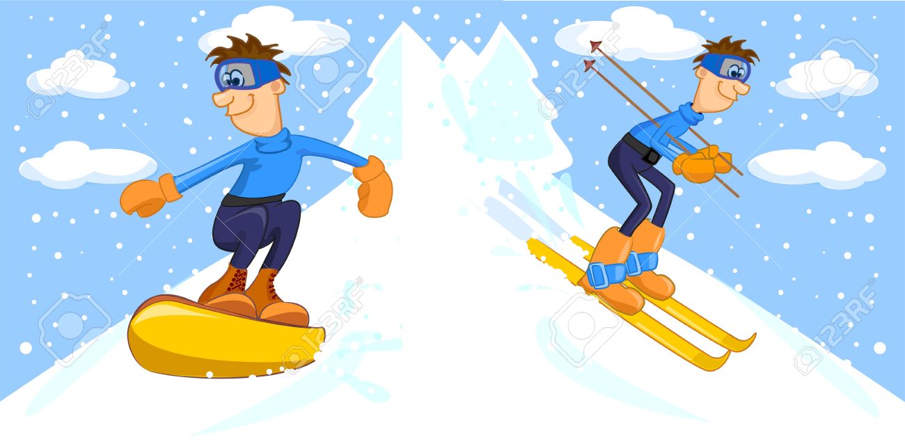 1300x638 Skiing Clipart Funny Cartoon