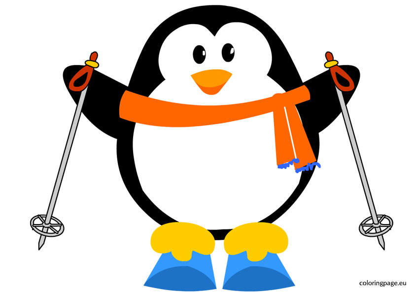 842x595 Skiing Clipart Penguin