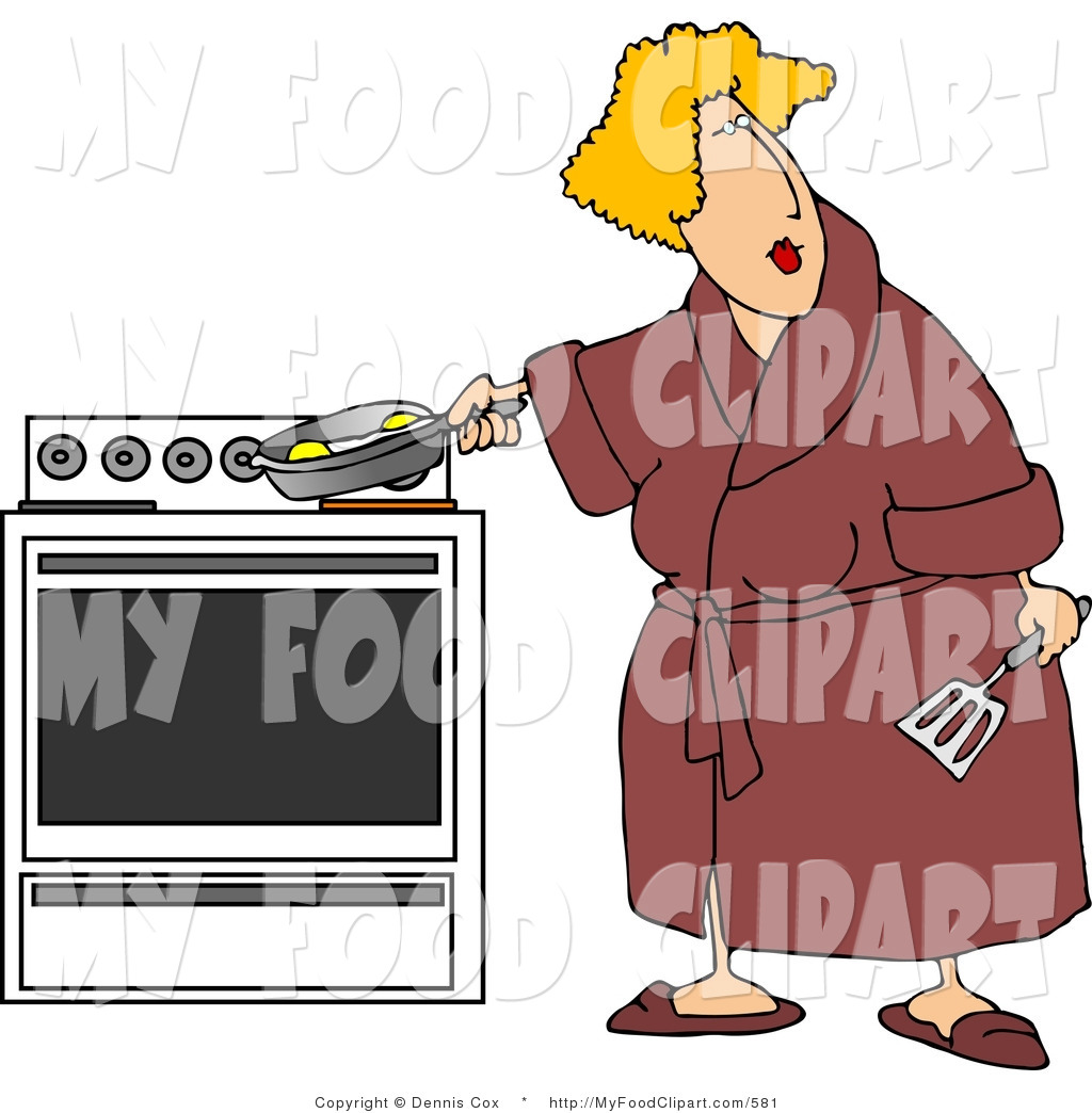1024x1044 Food Clip Art Of An Overweight Woman Cooking Eggs In A Skillet