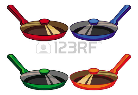 450x309 Iron Skillet With A Glass Cover. Vector Clip Art. Royalty Free