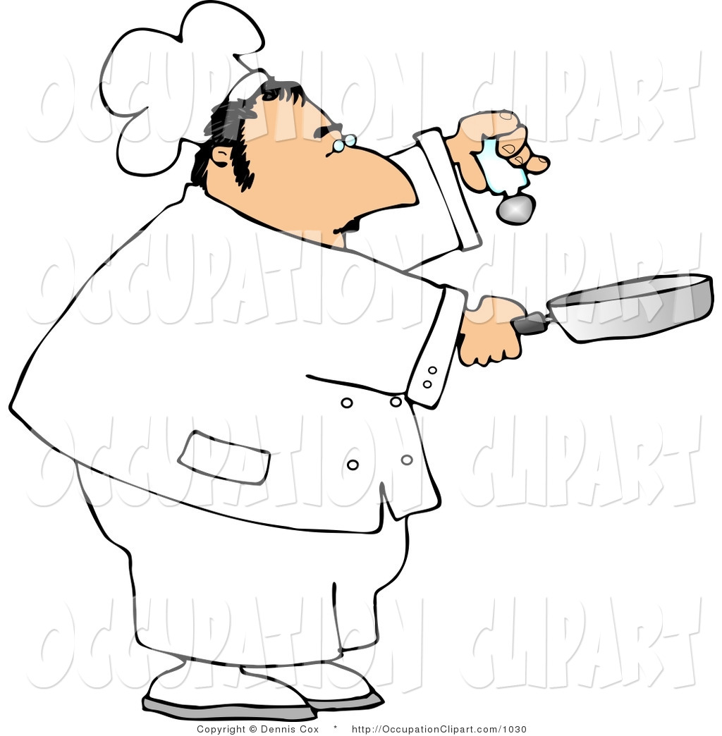 1024x1044 Clip Art Of A Male Chef Holding A Salt Shaker And A Skillet While