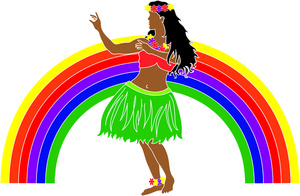 300x196 Girl In Hawaiian Skirt Clipart