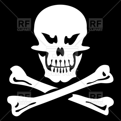 400x400 Skull And Bones On Black Background Royalty Free Vector Clip Art