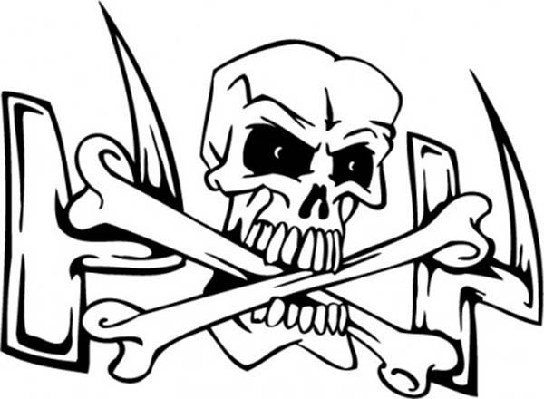 600x440 Skull And Cross Bones Coloring Page Coloring Sky