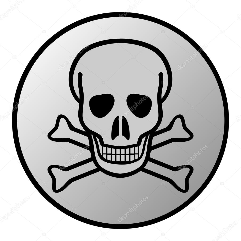 1024x1024 Skull And Bones Danger Sign Button Stock Vector Konstsem