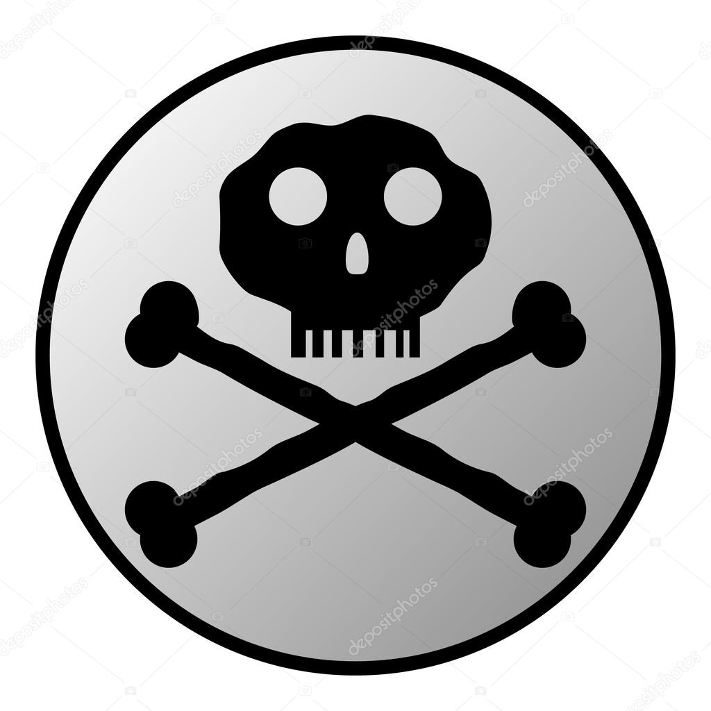 1024x1024 Skull And Bones Danger Sign Button Stock Vector Konstsem