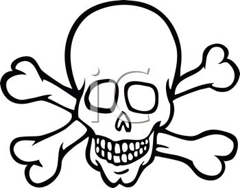 350x274 Picture Of A Cartoon Skull With Crossbones In A Vector Clip Art