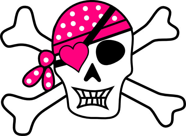 600x439 Pink Pirate Cross Bones Clip Art