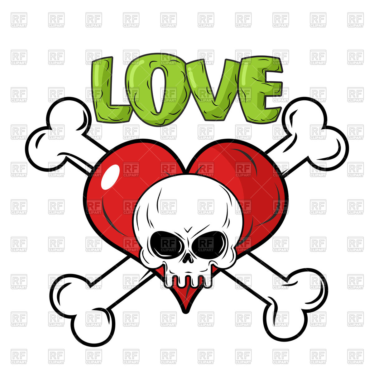 1200x1200 Skull, Crossbones And Heart