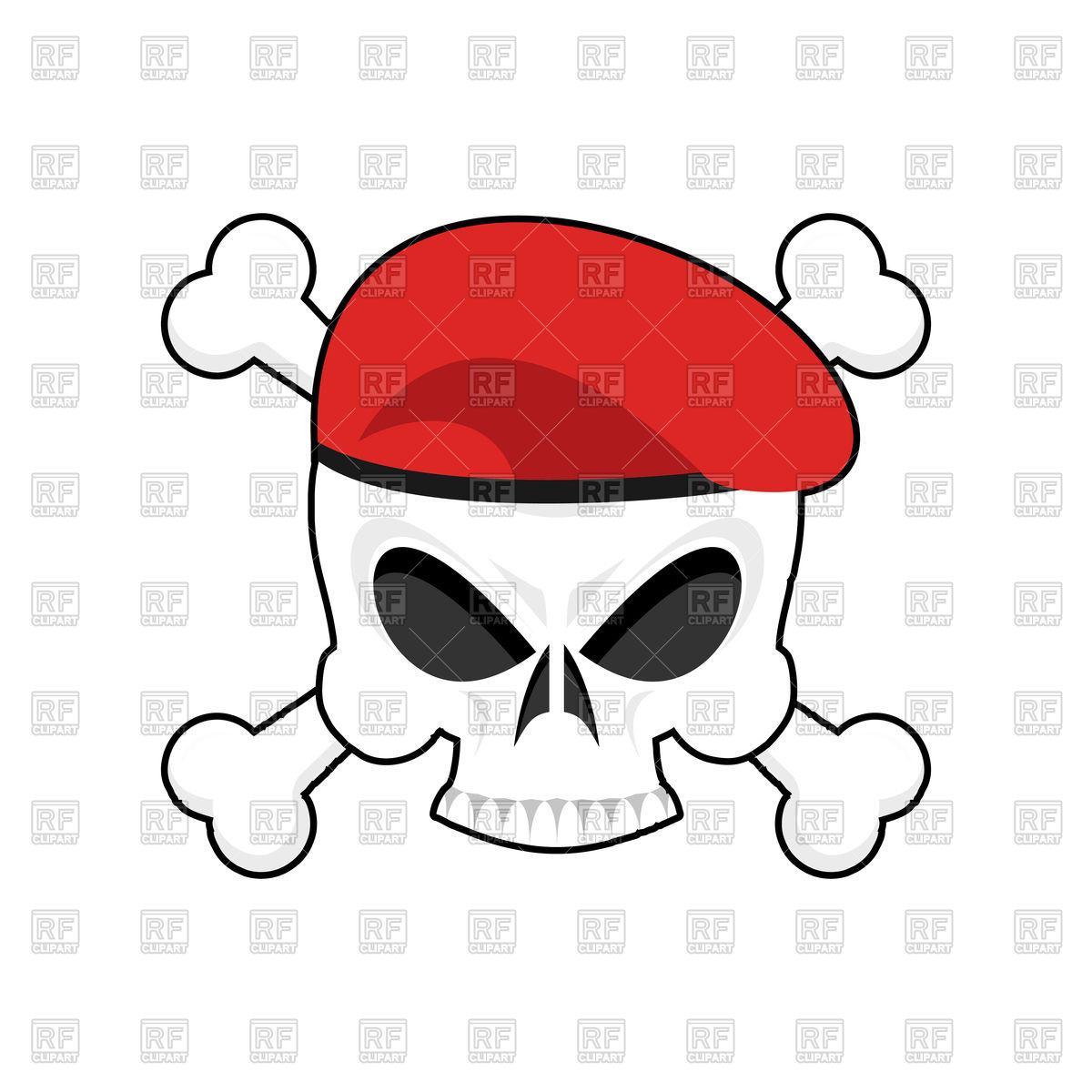 1200x1200 Skull In Beret With Crossbones Royalty Free Vector Clip Art Image
