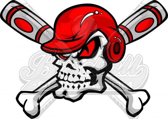 590x419 Baseball Crossbones Vector Clipart Image