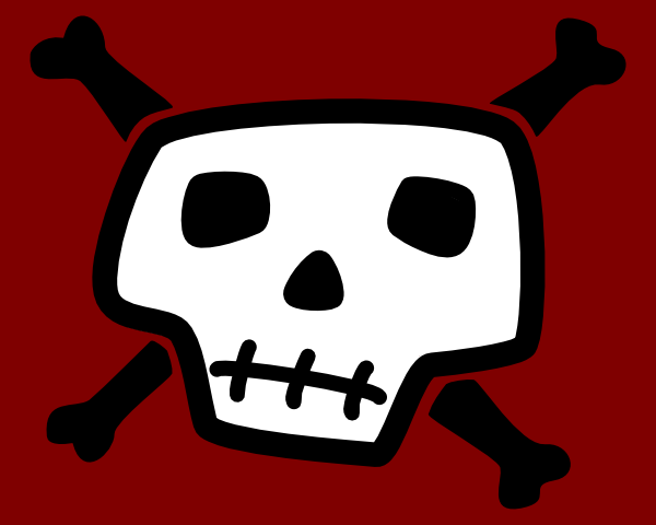 600x480 Skull And Crossbones With Red Background Clip Art