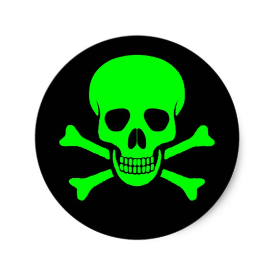 540x540 Green Amp Black Skull Amp Crossbones Sticker